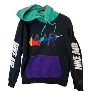 Nike Air Black Green Purple Colorblock Hoodie Sweatshirt Mens Medium